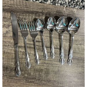 7 piece EXCEL Korea Stainless Silver 18-0 Flatware Set Dinnerware